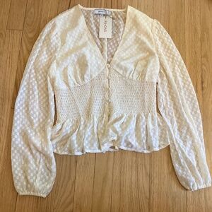XS Rihoas white long sleeve vintage style blouse new